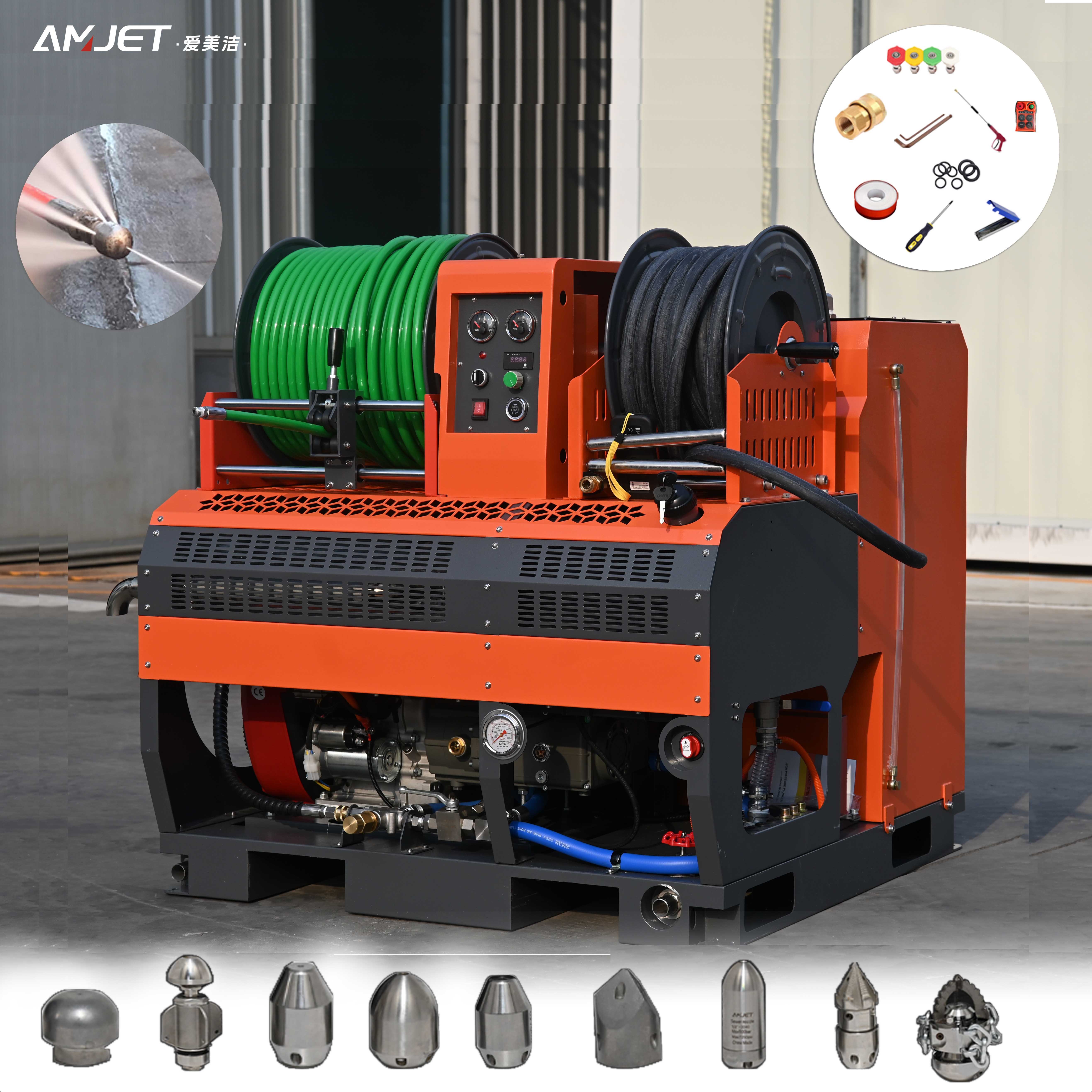 High pressure water jet sewer cleaning machine gasoline diesel 40-80Lpm sewage pipeline drainage and drainage cleaning machine
