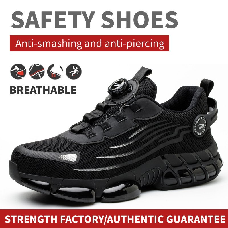 Men's Leather Breathable Acid Alkali Resistant Welding Protective Anti-Smashing Anti-Stab Work Safety Shoes Labor Shoes