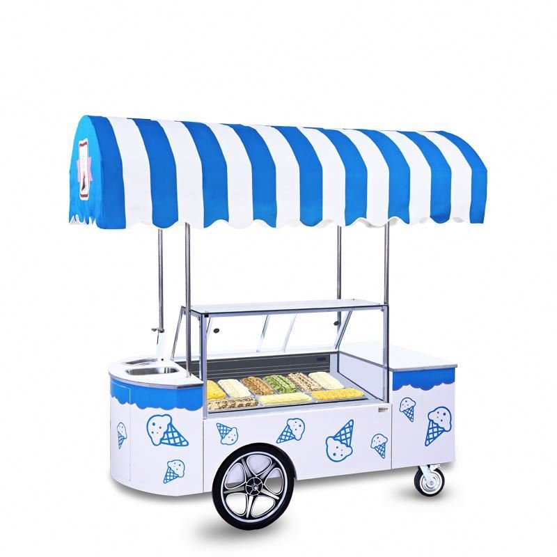 Hot Products Electric Bike Popsicle Ice Cream Showcase Cart With Canopy
