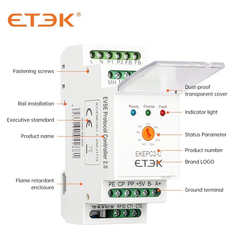 ETEK Evse Controller Electronic Protocol Chontrollers EV Charger Station Cable 32A AC 230V EKEPC2-C cable