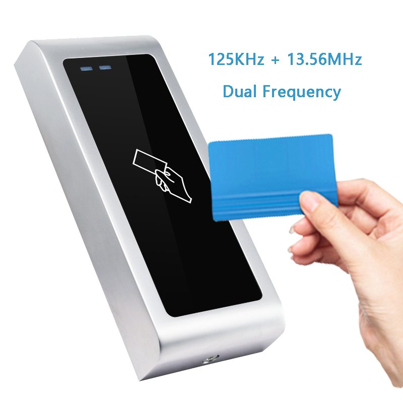 Waterproof IP66 anti-vandal 125khz EM id & 13.56MHz MF/IC rfid card reader proximity access control wiegand 26 wiegand 34 ip68