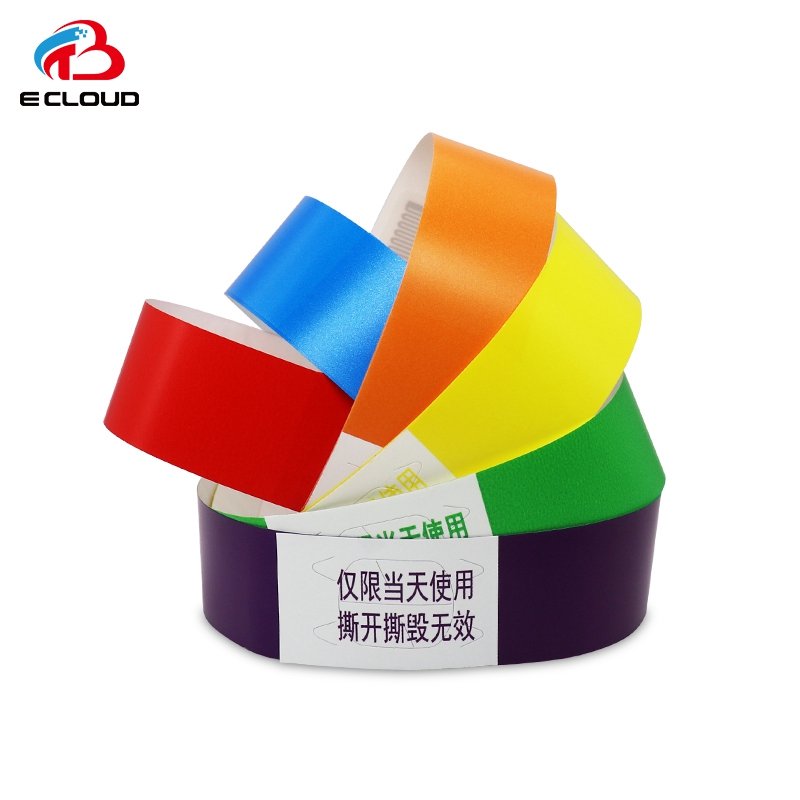 Factory Wholesale Customized RFID Paper Wristband UHF/HF Chip Disposable Paper NFC Wristbands