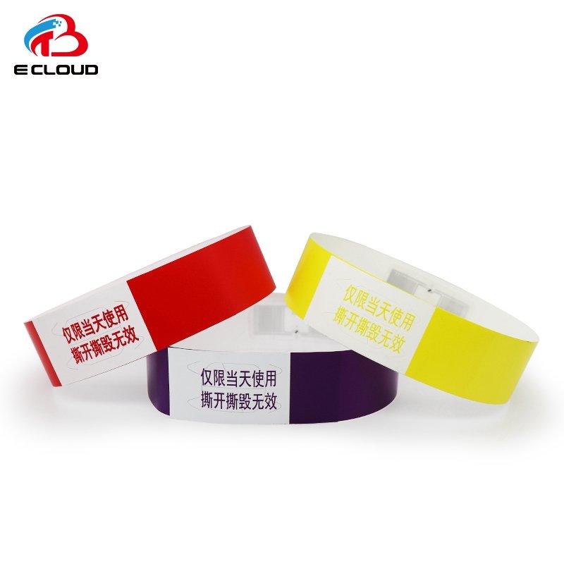 Factory Wholesale Customized RFID Paper Wristband UHF/HF Chip Disposable Paper NFC Wristbands