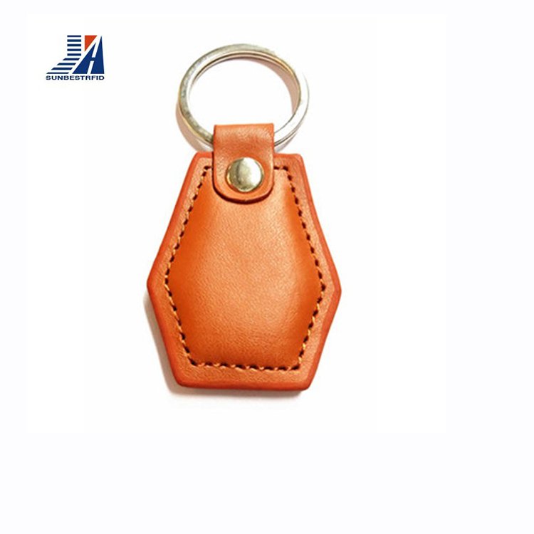 LT-15 RFID Hexagon Leather Keychain rfid 125KHz 13.56MHz Waterproof keyfob