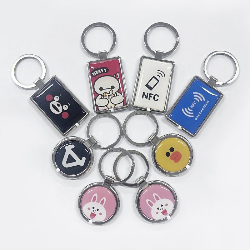 High quality nfc epoxy tag key chain RFID access control key card metal case tag nfc rfid keyfob tag 13.56 mhz