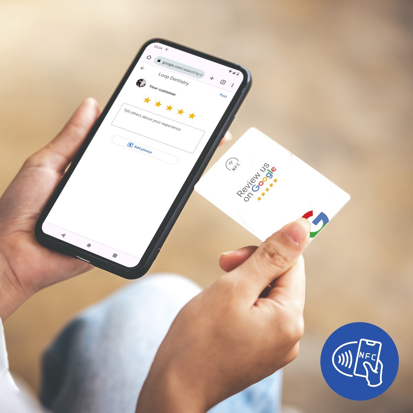 Custom QR Code NFC Chip Social Media Business Google Review Card For Google Reviews