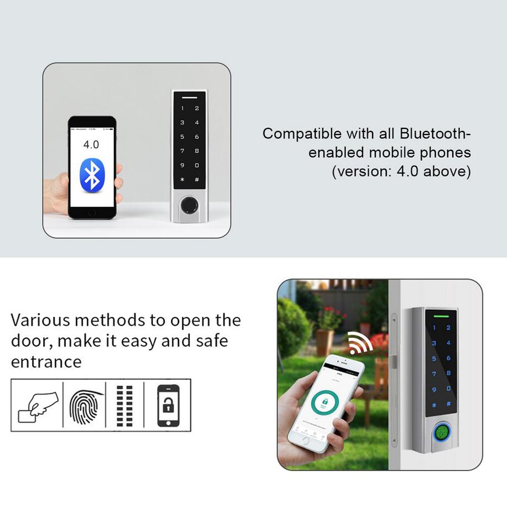125Khz RFID Bluetooth Access Controller IP66 Waterproof Fingerprint Access Control Tuya APP Support Add Delete Users by APP
