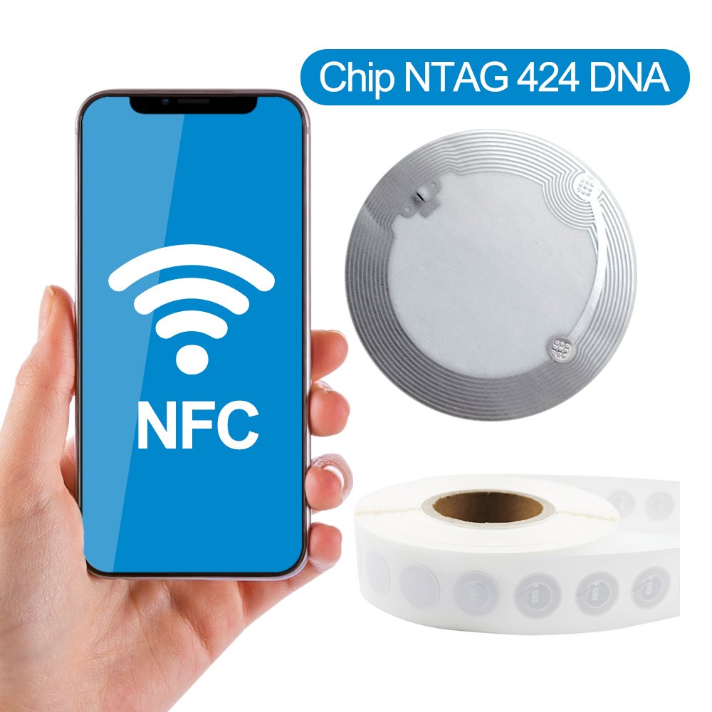 XRH tamper proof 13.56mhz 424 DNA etched antenna rfid label stickers 424DNA wet inlay Anti-counterfeiting paper tag nfc sticker