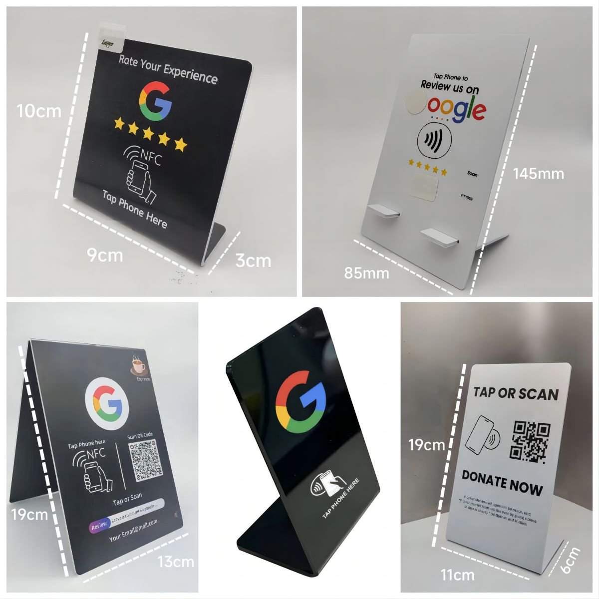 Programmable Printed RFID Business Card NFC Review Google Stand with QR Code