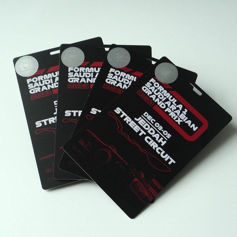 custom printing Abnormal Shaped plastic pvc rfid smart card , event pass conference pvc id badge with hole for access control