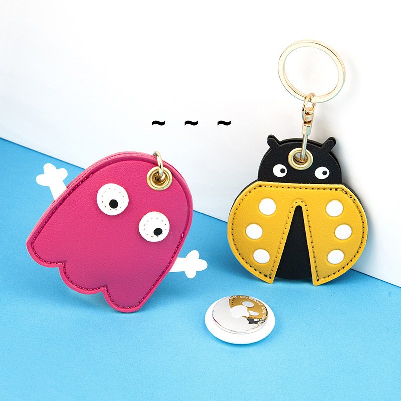 Cartoon Fruit PU Leather Keychain Case Holder Access Control Card Case Cute Protective Case for Women