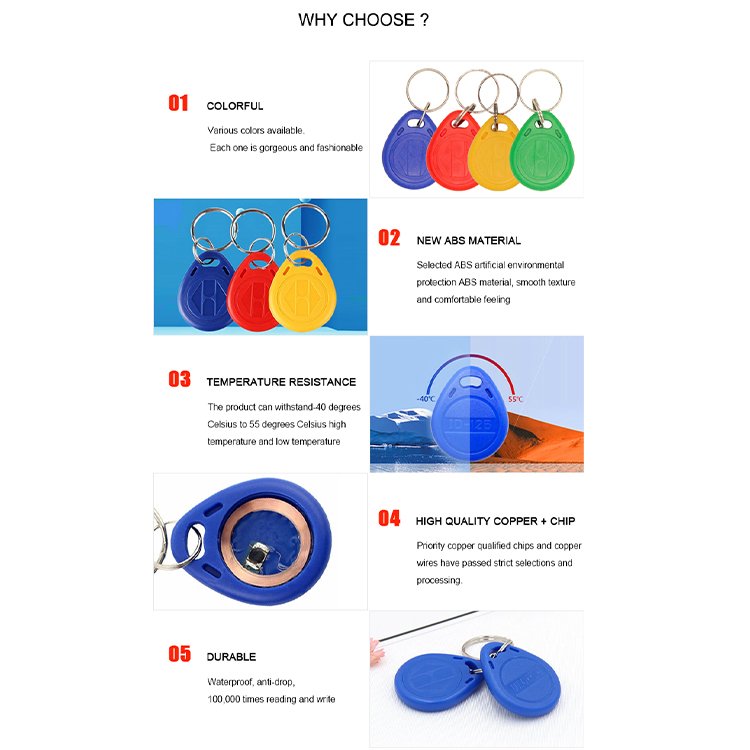 ABS02 Chain Nfc Device Hotel Customized Tag Programmable Two Hole Keychain Card Writer Tags Sensor 13.56 Rfid Key Fob