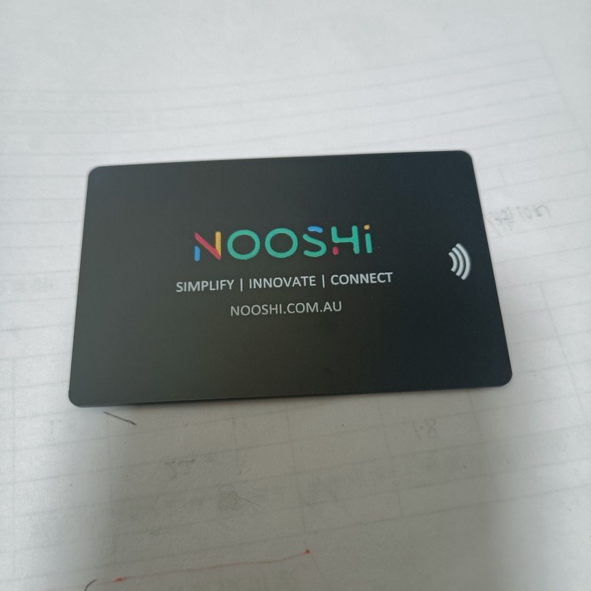 Personalized RFID Smart PVC Business Card Custom Full Black Matte Finish Waterproof 13.56MHz Frequency NFC Chip for Social Media