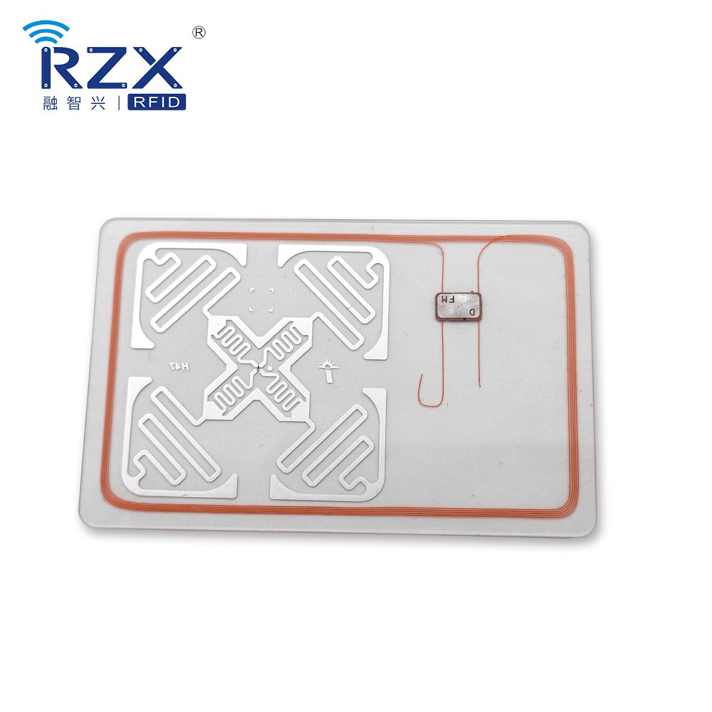 RZX 85.5*54*0.9mm CR80 LF HF UHF Dual Frequency Hybrid Combo RFID Smart composite PVC Blank card
