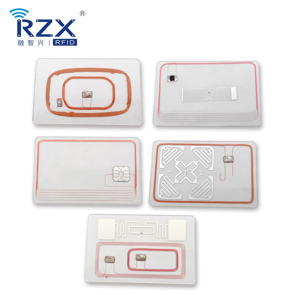 RZX 85.5*54*0.9mm CR80 LF HF UHF Dual Frequency Hybrid Combo RFID Smart composite PVC Blank card