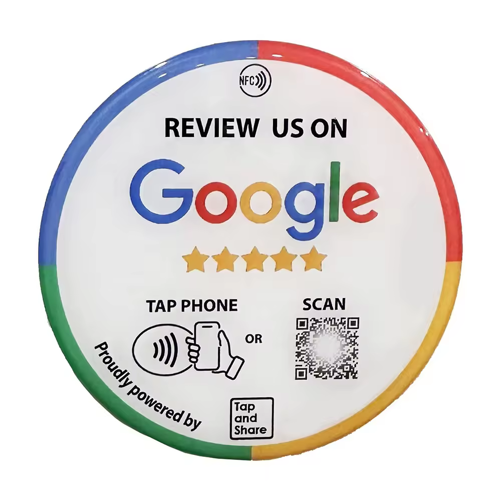 3.93inch 10cm Nfc Tap Follow Us On Instagram Sticker Waterproof Epoxy Circle Instagram Plate nfc stand custom