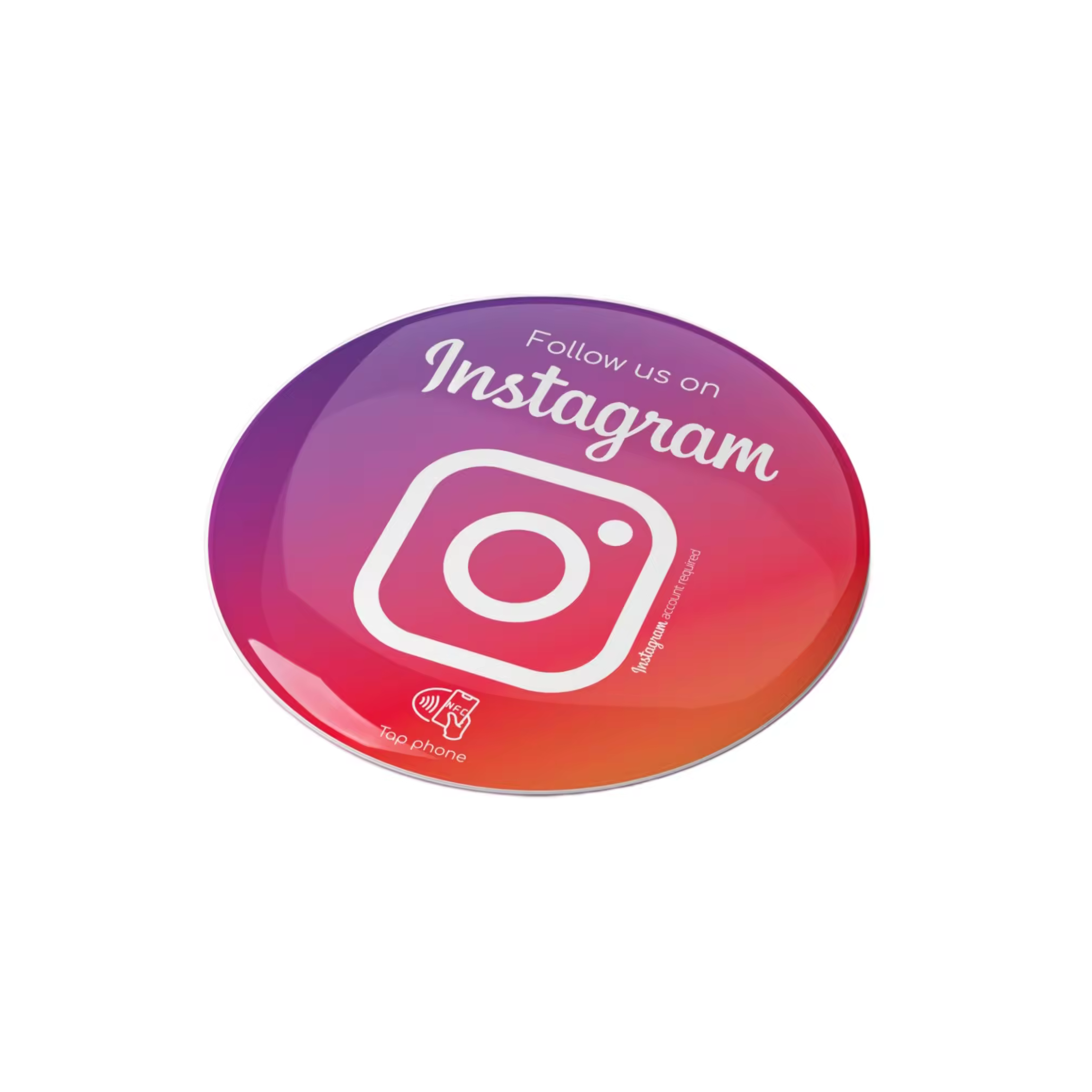 3.93inch 10cm Nfc Tap Follow Us On Instagram Sticker Waterproof Epoxy Circle Instagram Plate nfc stand custom