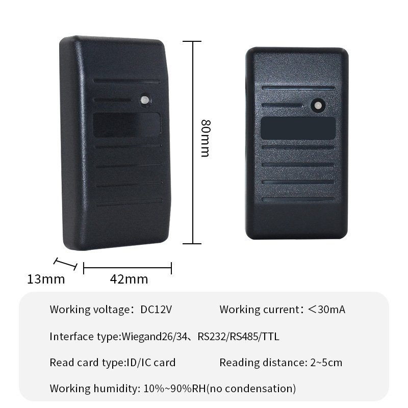 Zhongyan Wall Mounted NFC Reader IP68 Waterproof Wiegand 26 34 RFID Contactless Smart 125khz ID EM4100 Door Lock Card Reader