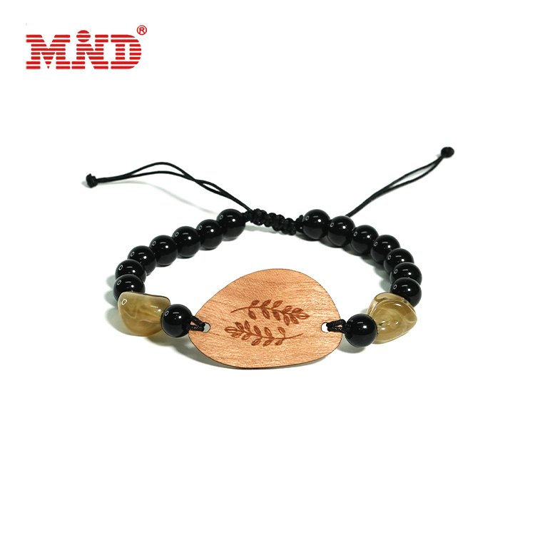Round Stone Beads RFID Bracelet Healing NFC Wristband with Smart NFC Chip Card for Event