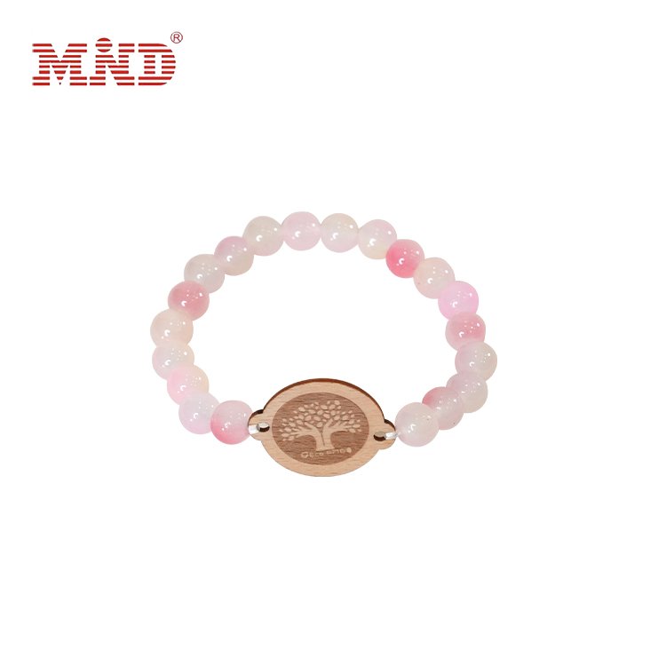 Round Stone Beads RFID Bracelet Healing NFC Wristband with Smart NFC Chip Card for Event