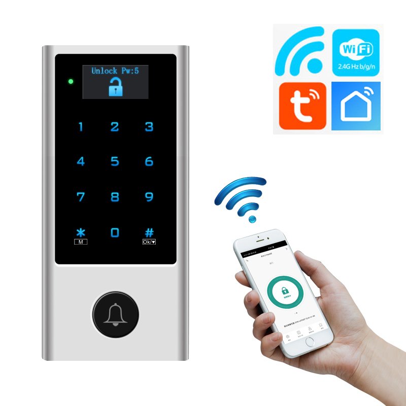 High Capacity 10000 500 Tuya WIFI Waterproof Oled Display 125khz Rfid Card Reader Touch keypad Access Control
