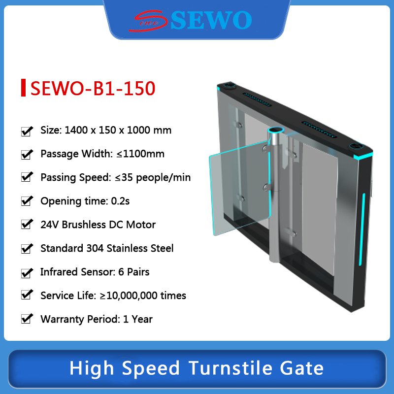 SEWO High-end RFID Card Reader Entrance Gate Security Turnstile Gate for Revoloving Bar Door Access Control