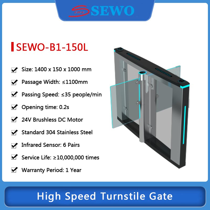 SEWO High-end RFID Card Reader Entrance Gate Security Turnstile Gate for Revoloving Bar Door Access Control