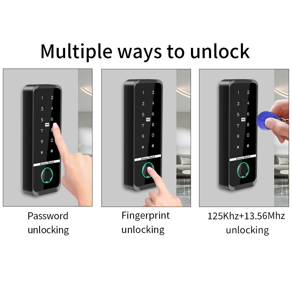 Biometric Fingerprint RFID Access Control Keyboard Outdoor Waterproof Backlight Keypad Standalone Controller Lock (no tuya app)