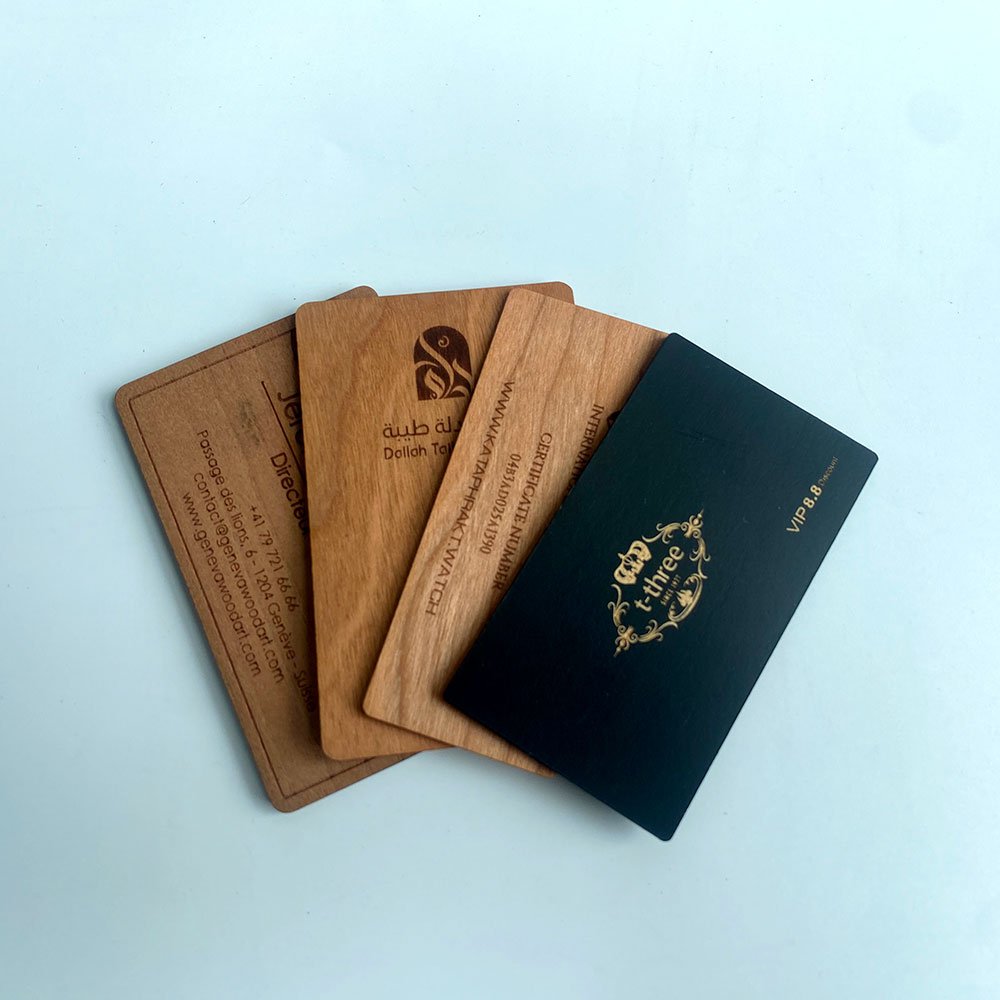 FSC Certificate custom laser engraving black paint / cherry wood 13.56mhz rfid hotel key card / nfc business card