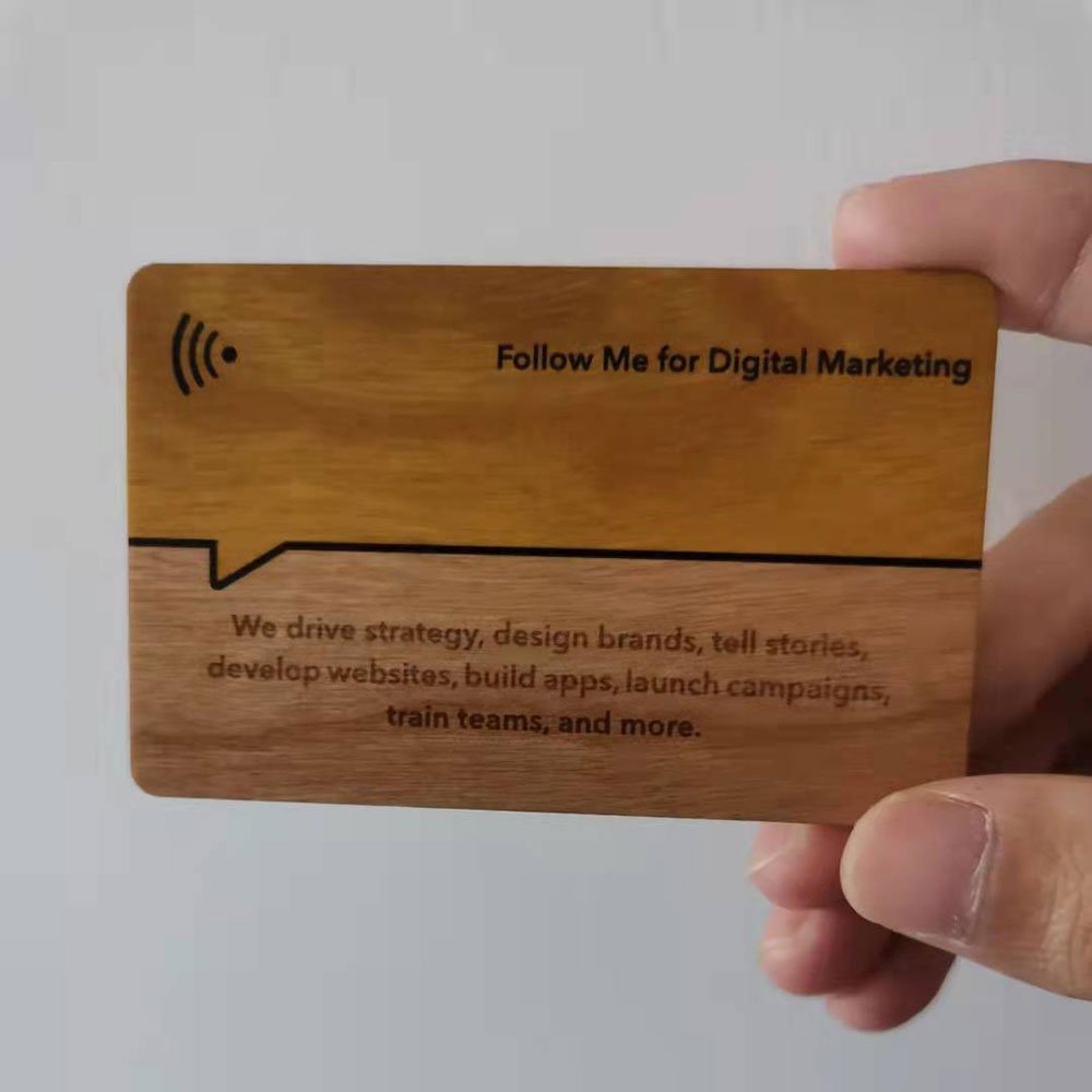 FSC Certificate custom laser engraving black paint / cherry wood 13.56mhz rfid hotel key card / nfc business card