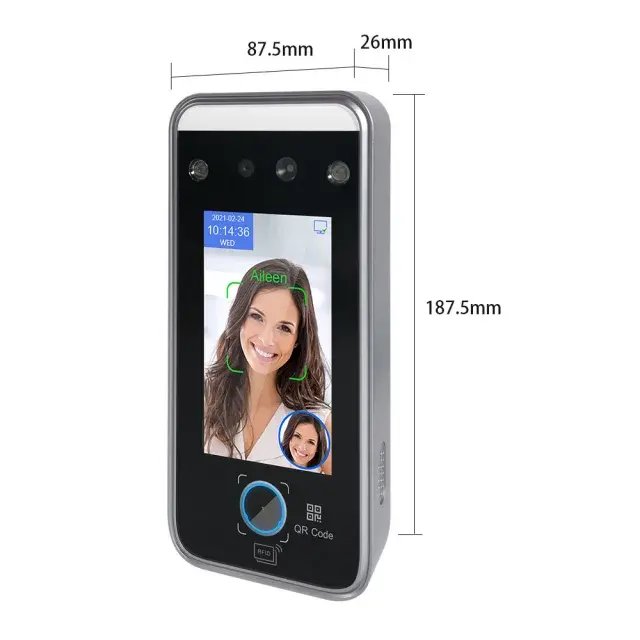 AI06QR 4.3 Inch HD Capacitive Touch Screen Dynamic Face Recognition QR Code Scanner Time Attendance Door Access Control Machine
