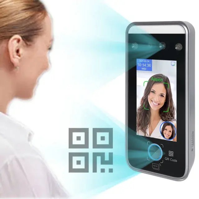 AI06QR 4.3 Inch HD Capacitive Touch Screen Dynamic Face Recognition QR Code Scanner Time Attendance Door Access Control Machine