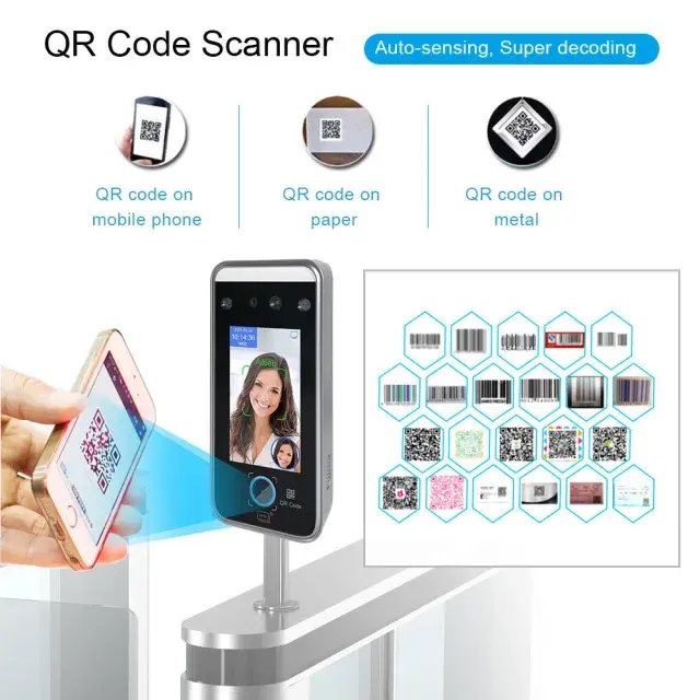 AI06QR 4.3 Inch HD Capacitive Touch Screen Dynamic Face Recognition QR Code Scanner Time Attendance Door Access Control Machine