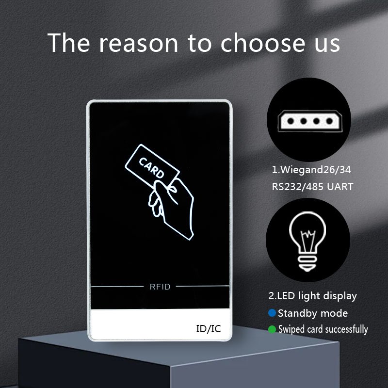 Proximity RFID Reader 13.56MHz Wiegand Output Support Mifare Card Reader For Access Control System