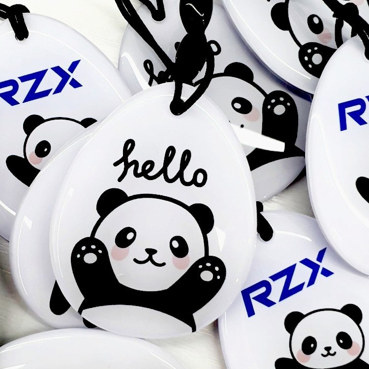 RZX customized printing 50*30mm Programmable 13.56mhz RFID NFC Epoxy key tags smart cards