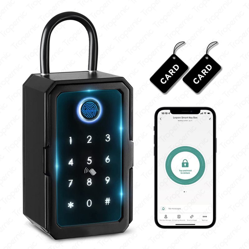 Tropernic Outside Wall Mounted Fingerprint APP Control Smart Key Lock Box for House Key Realtor