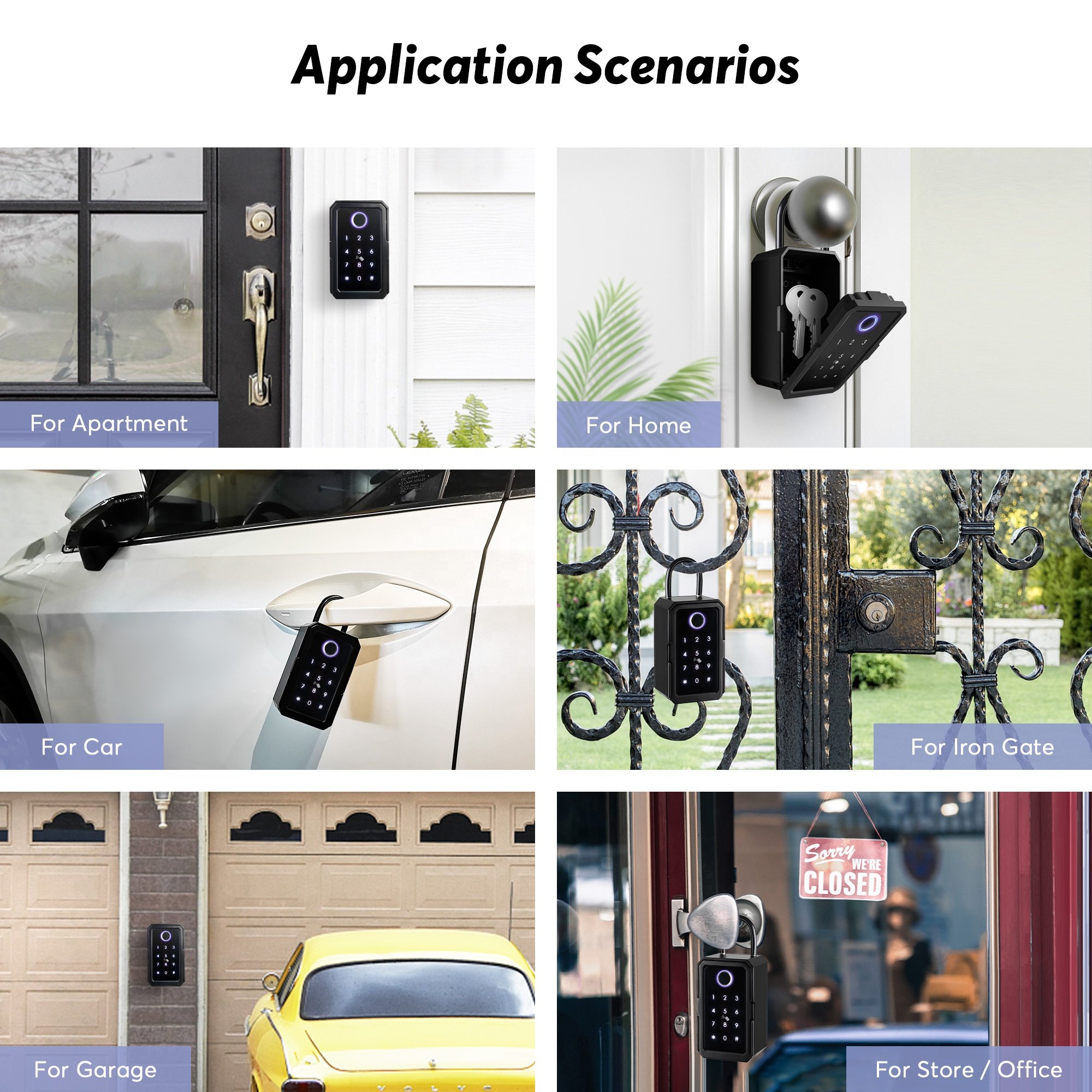 Tropernic Outside Wall Mounted Fingerprint APP Control Smart Key Lock Box for House Key Realtor