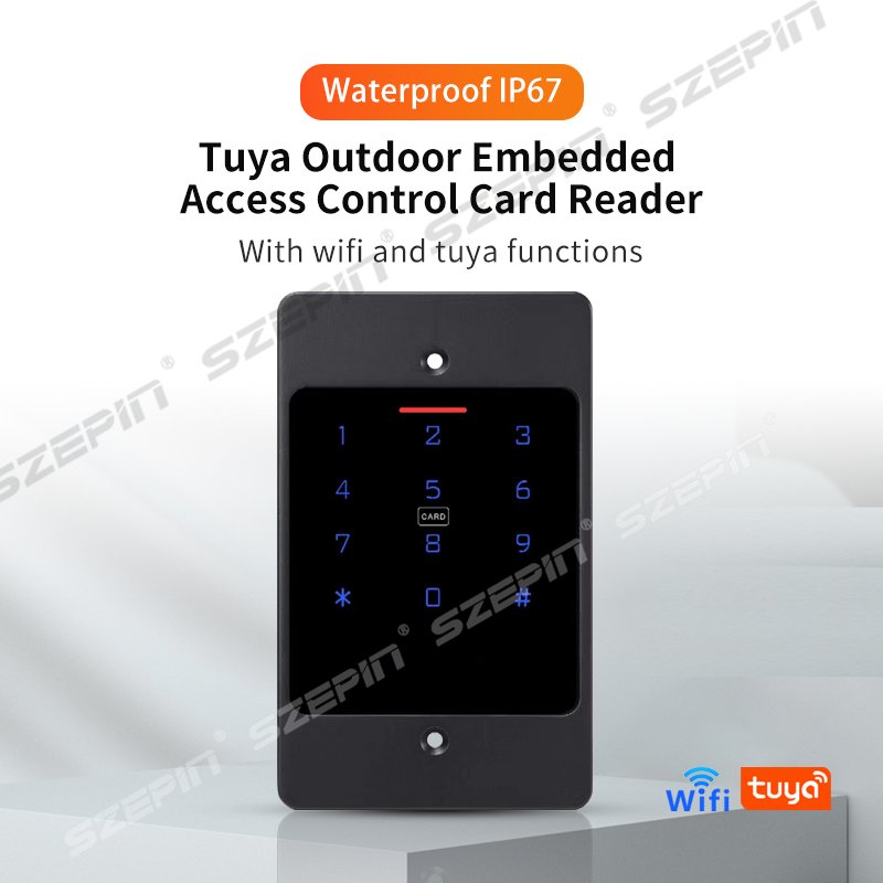 Password swipe unlock Wigan 26/34 access card reader WiFi IP67 waterproof metal access control machine TUYA APP