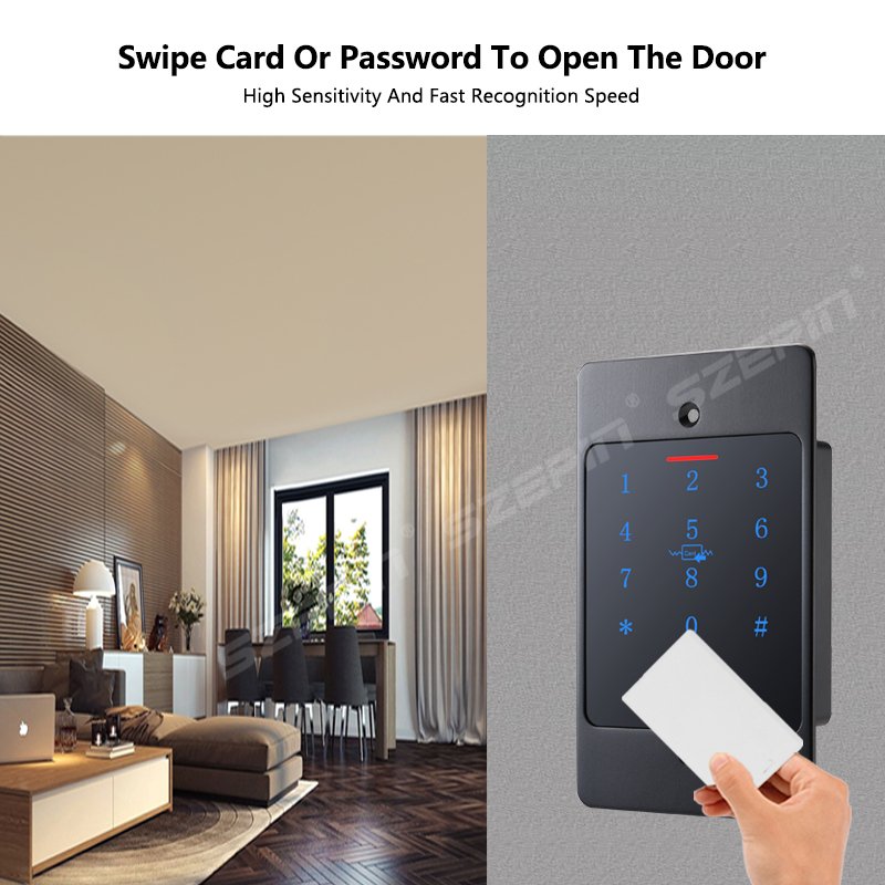 Password swipe unlock Wigan 26/34 access card reader WiFi IP67 waterproof metal access control machine TUYA APP