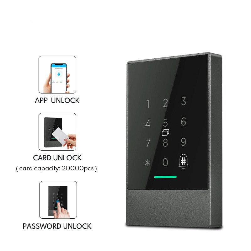 TTlock Keyless Entry Waterproof IP66 RFID Card Password Remotely Doorbell DC12V Fingerprint Access Control