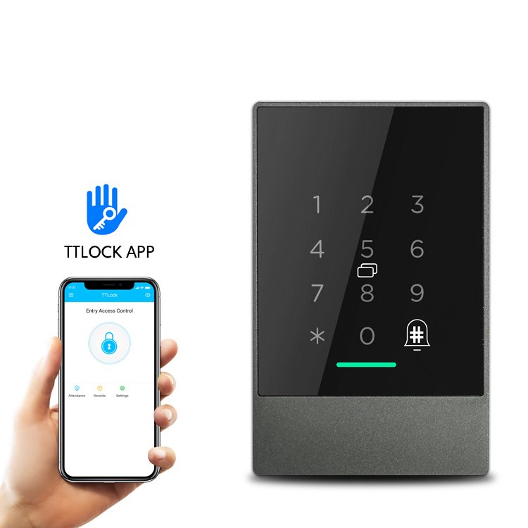 TTlock Keyless Entry Waterproof IP66 RFID Card Password Remotely Doorbell DC12V Fingerprint Access Control