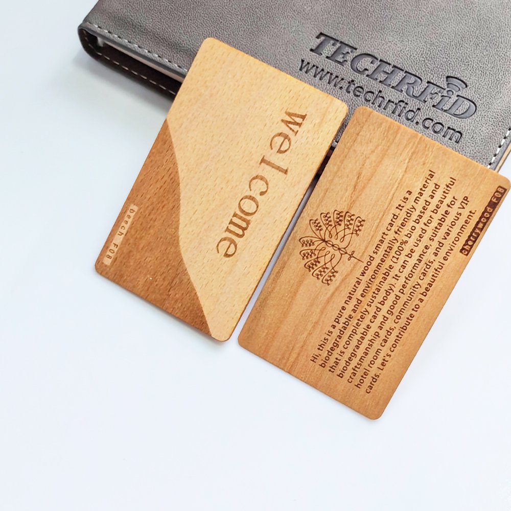 Customized 13.56mhz RFID NFC wood business card wooden hotel card for Access control system