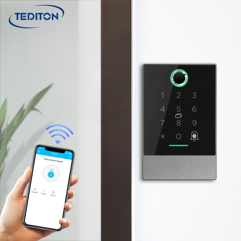 Tediton Waterproof Wifi Ttlock App Smart Door Lock Reader Rfid Biometric Touch Keypad Access Control Card Readers