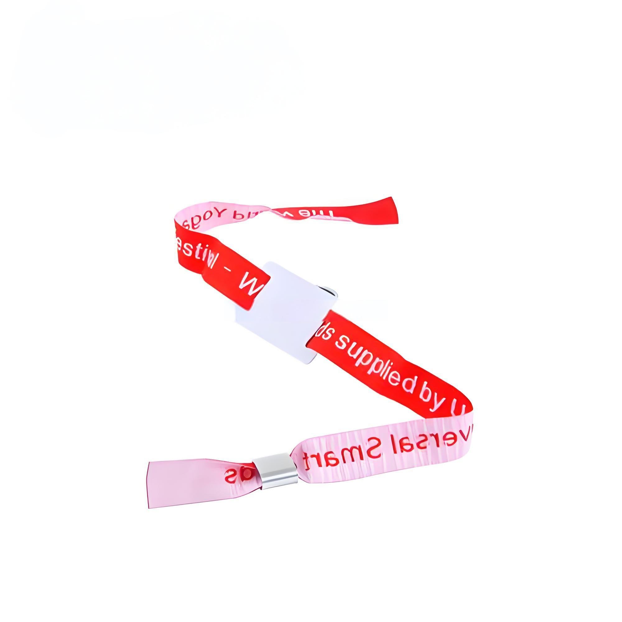 Free Sample Customized Printing 13.56MHz RFID NFC wristband ic card NFC bracelet Fabric Woven Wristbands rfid For Event