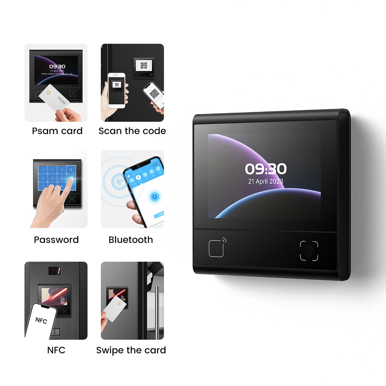COOLCODE DX-DW200-Access Control-Ethernet(DX platform) NFC RFID IC 13.56 Access Control Card Reader Touch Screen MQTT