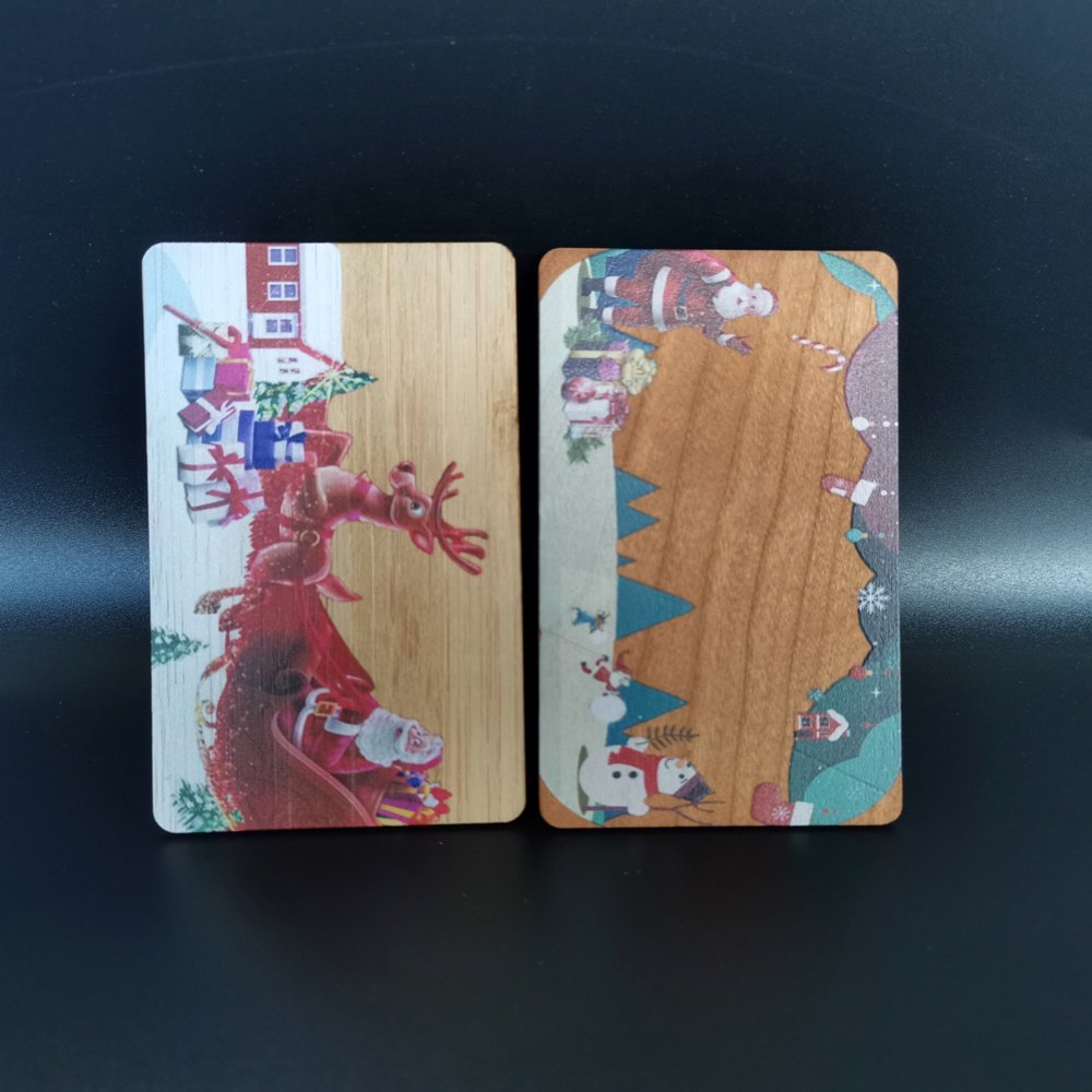 Eco-friendly RFID 13.56 mhz Custom material Bamboo NFC Wood Card as business card