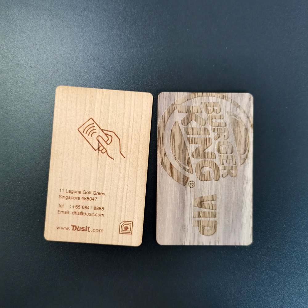 Eco-friendly RFID 13.56 mhz Custom material Bamboo NFC Wood Card as business card
