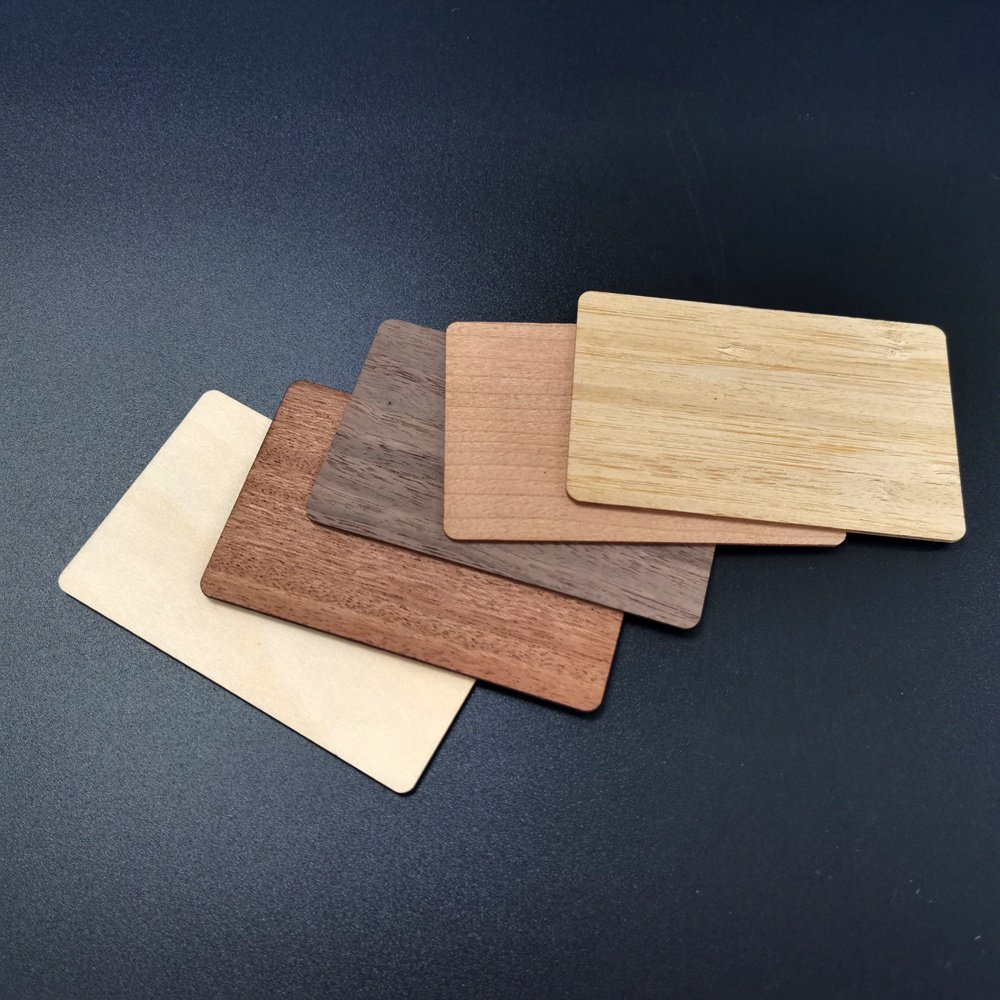 Eco-friendly RFID 13.56 mhz Custom material Bamboo NFC Wood Card as business card