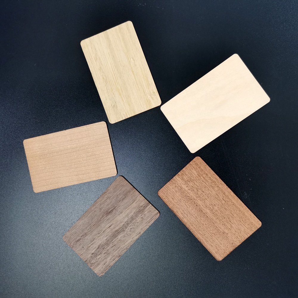 Eco-friendly RFID 13.56 mhz Custom material Bamboo NFC Wood Card as business card