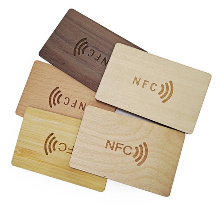 Programmable bamboo wood nfc business cards custom rfid wooden card rfid Chip Laser Engraved Nfc Wood Access Control Card